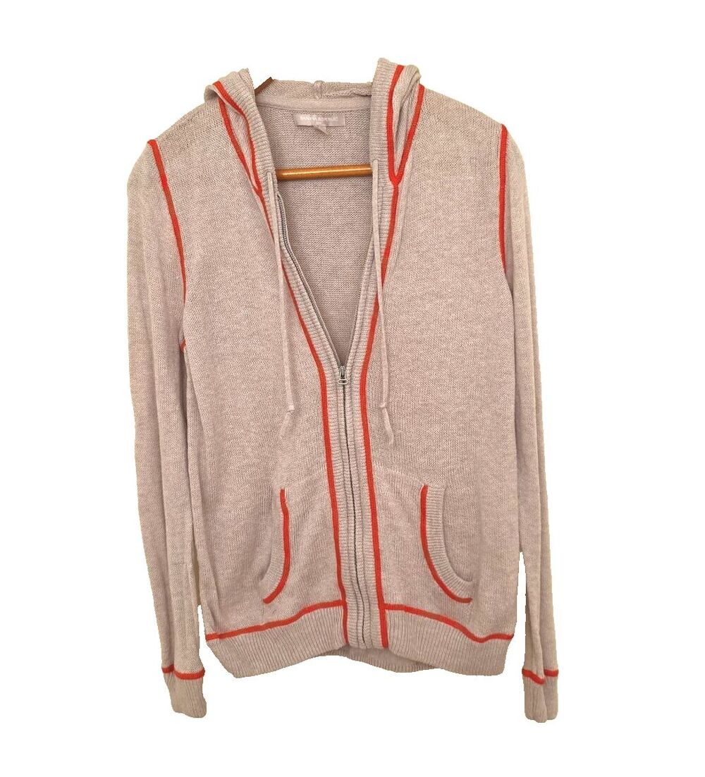 Banana Republic Hoodie Sweater Zip Knit Summer Cover Up Beach Khaki Orange M